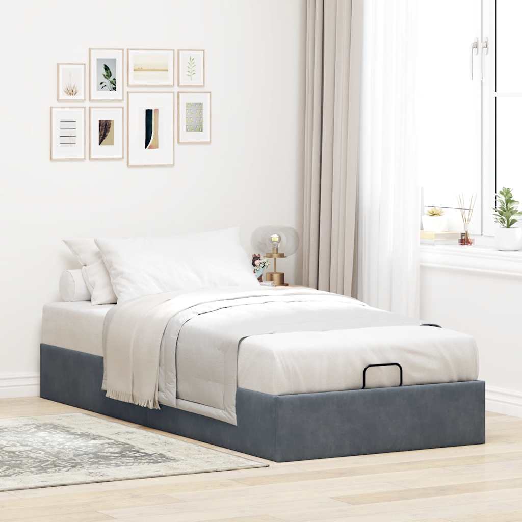 Ottoman-Bett ohne Matratze Dunkelgrau 100x200 cm Samt