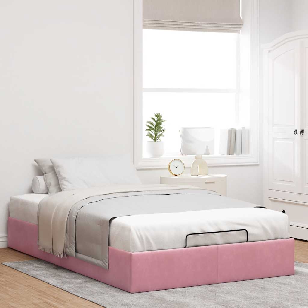 Ottoman-Bett ohne Matratze Rosa 120x200 cm Samt