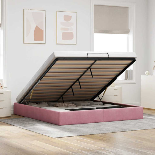 Ottoman-Bett ohne Matratze Rosa 200x200 cm Samt