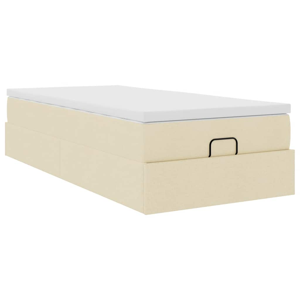 Ottoman-Bett mit Matratze Creme 80x200 cm Stoff