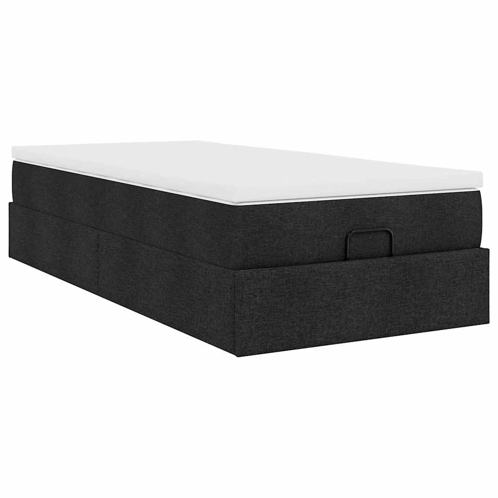 Ottoman-Bett mit Matratze Schwarz 90x190 cm Stoff