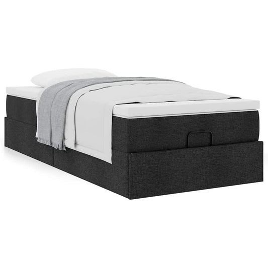 Ottoman-Bett mit Matratze Schwarz 90x190 cm Stoff