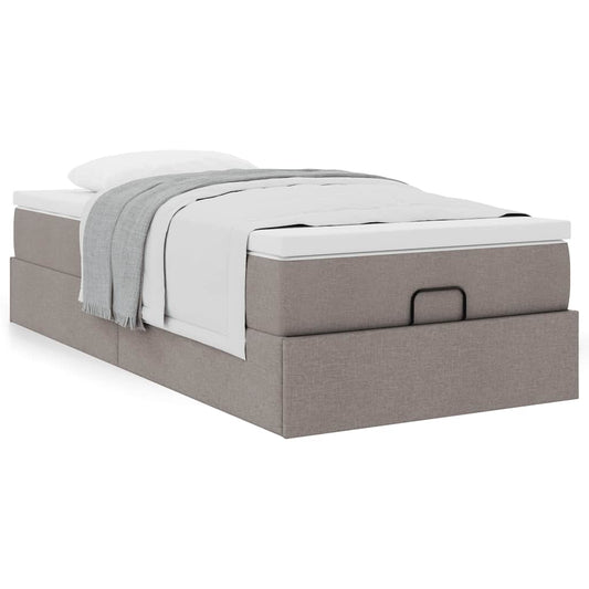 Ottoman-Bett mit Matratze Taupe 90x190 cm Stoff