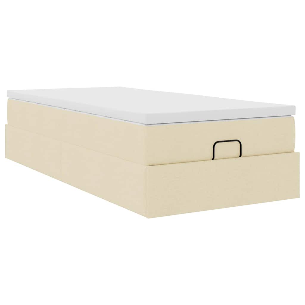 Ottoman-Bett mit Matratze Creme 90x190 cm Stoff