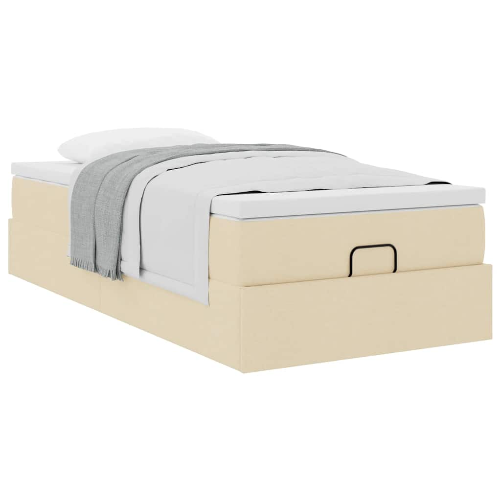 Ottoman-Bett mit Matratze Creme 90x190 cm Stoff