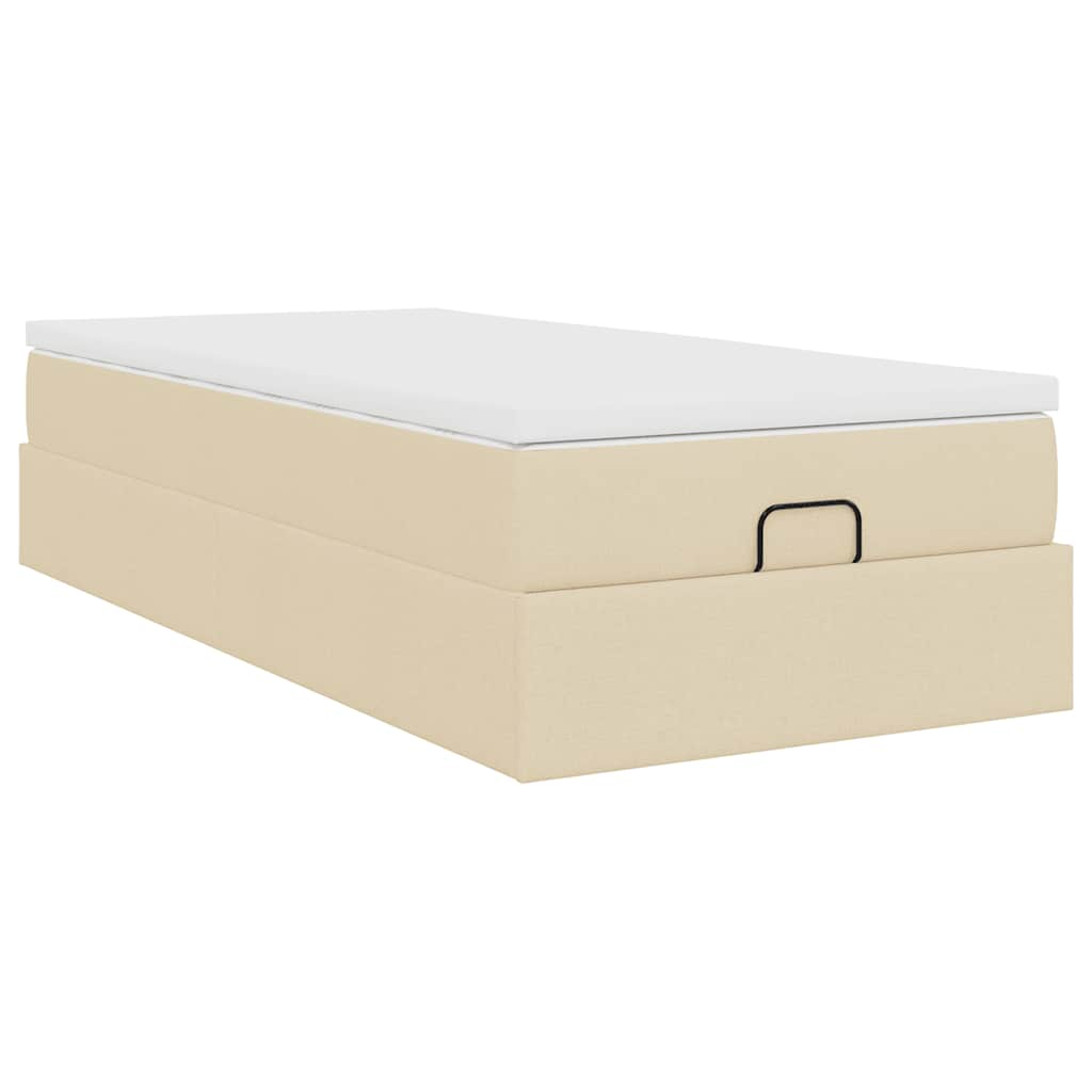 Ottoman-Bett mit Matratze Creme 90x190 cm Stoff