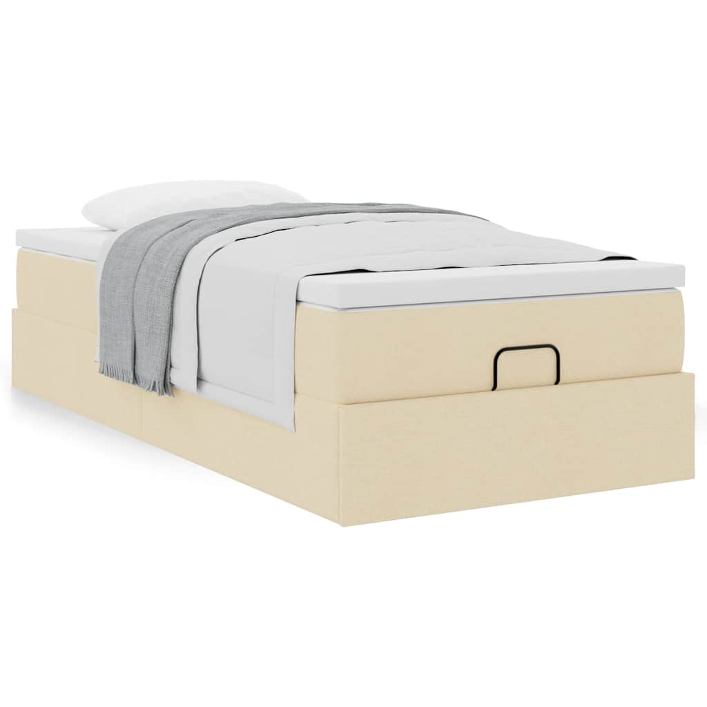 Ottoman-Bett mit Matratze Creme 90x190 cm Stoff