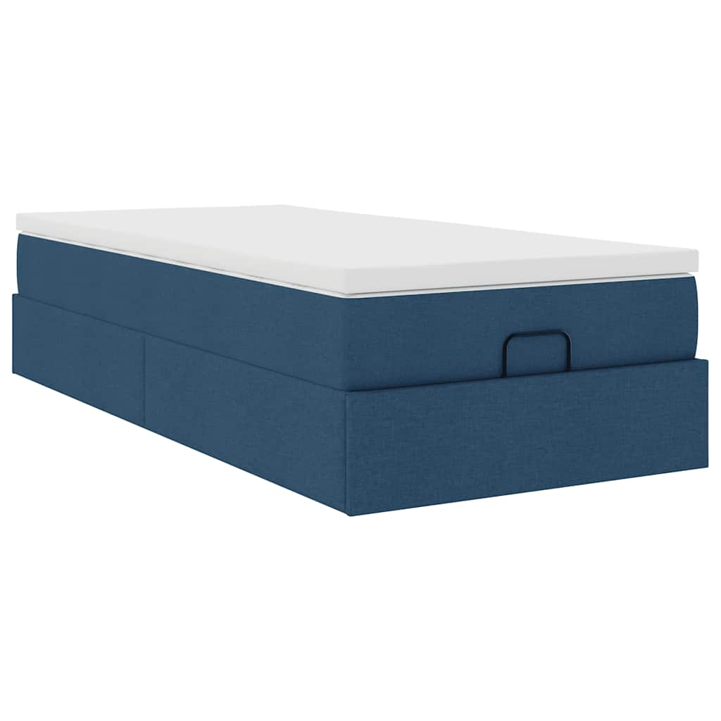 Ottoman-Bett mit Matratze Blau 90x190 cm Stoff