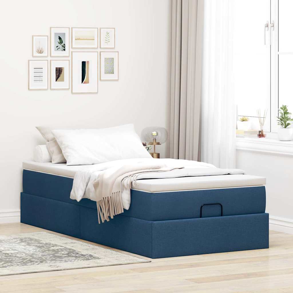 Ottoman-Bett mit Matratze Blau 90x190 cm Stoff