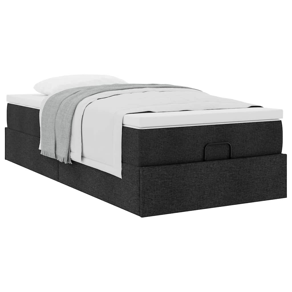 Ottoman-Bett mit Matratze Schwarz 90x200 cm Stoff