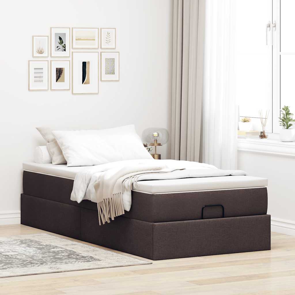 Ottoman-Bett mit Matratze Dunkelbraun 90x200 cm Stoff