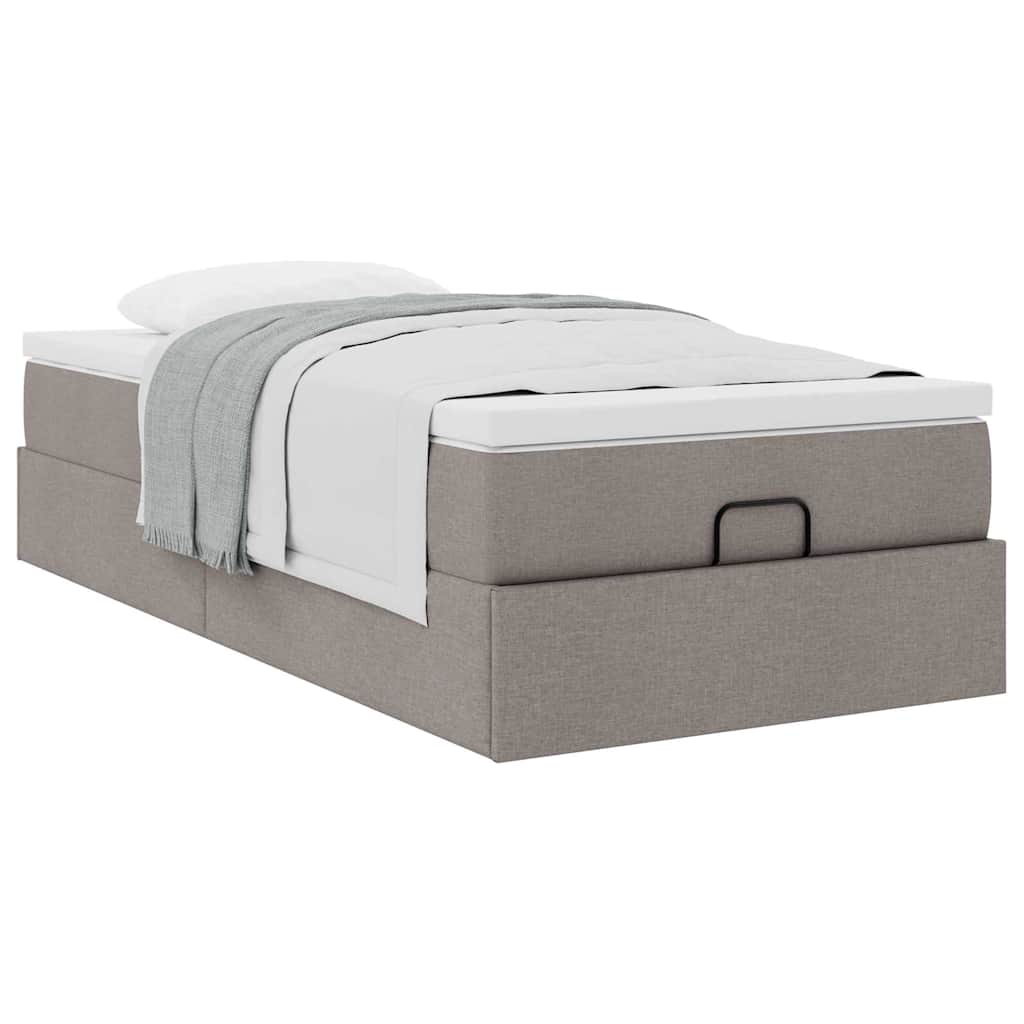 Ottoman-Bett mit Matratze Taupe 90x200 cm Stoff