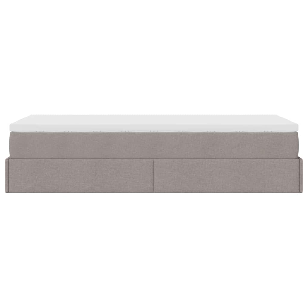 Ottoman-Bett mit Matratze Taupe 90x200 cm Stoff