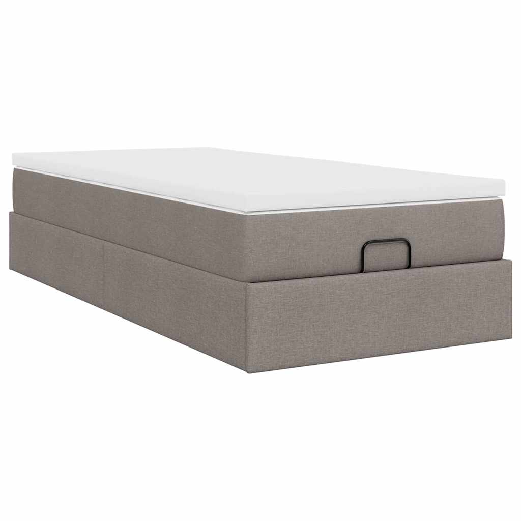 Ottoman-Bett mit Matratze Taupe 90x200 cm Stoff