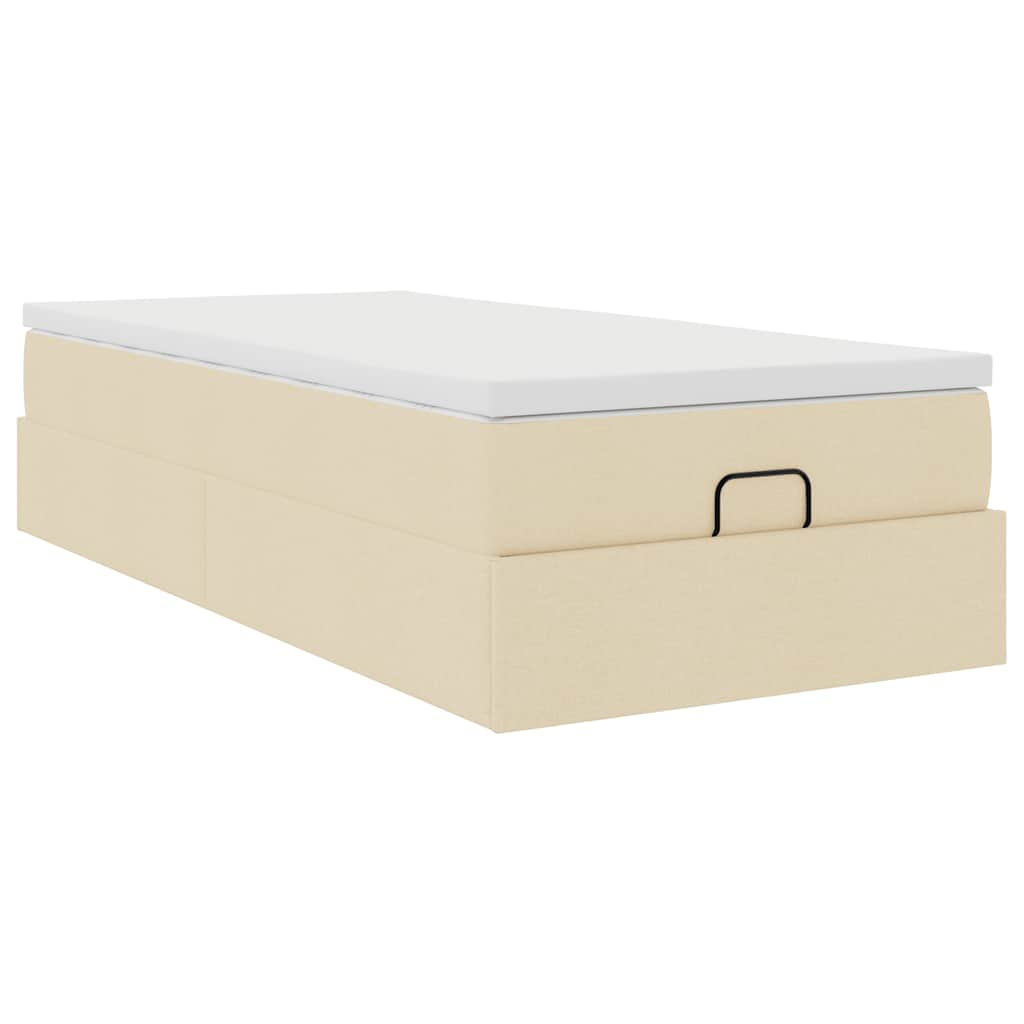 Ottoman-Bett mit Matratze Creme 90x200 cm Stoff