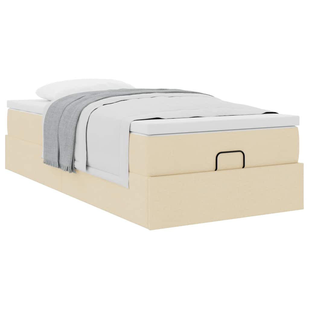 Ottoman-Bett mit Matratze Creme 90x200 cm Stoff