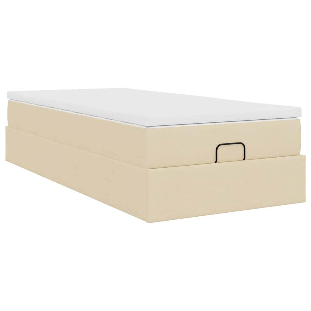 Ottoman-Bett mit Matratze Creme 90x200 cm Stoff