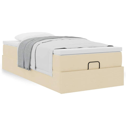 Ottoman-Bett mit Matratze Creme 90x200 cm Stoff