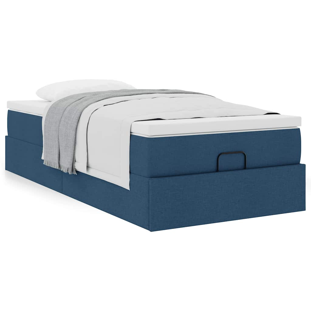 Ottoman-Bett mit Matratze Blau 90x200 cm Stoff