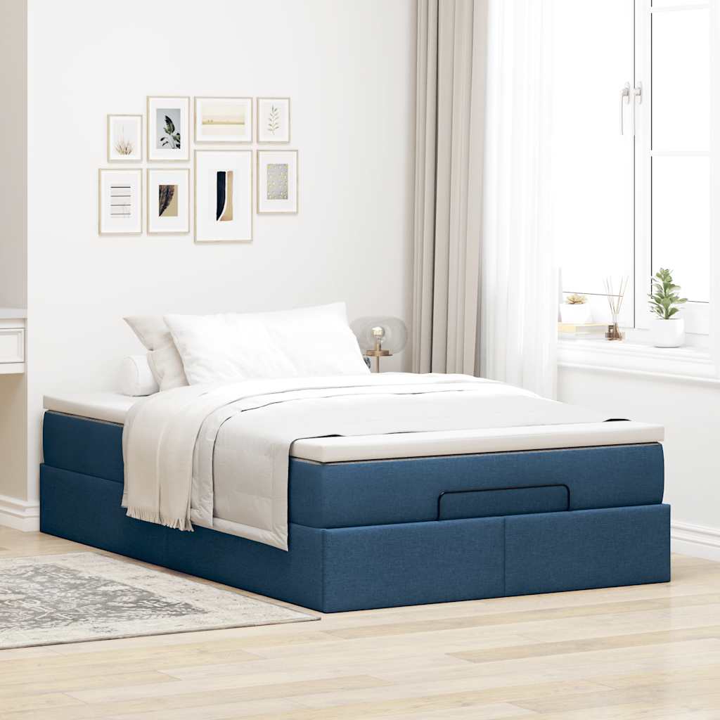 Ottoman-Bett mit Matratze Blau 120x190 cm Stoff