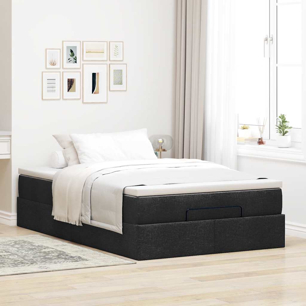 Ottoman-Bett mit Matratze Schwarz 120x200 cm Stoff