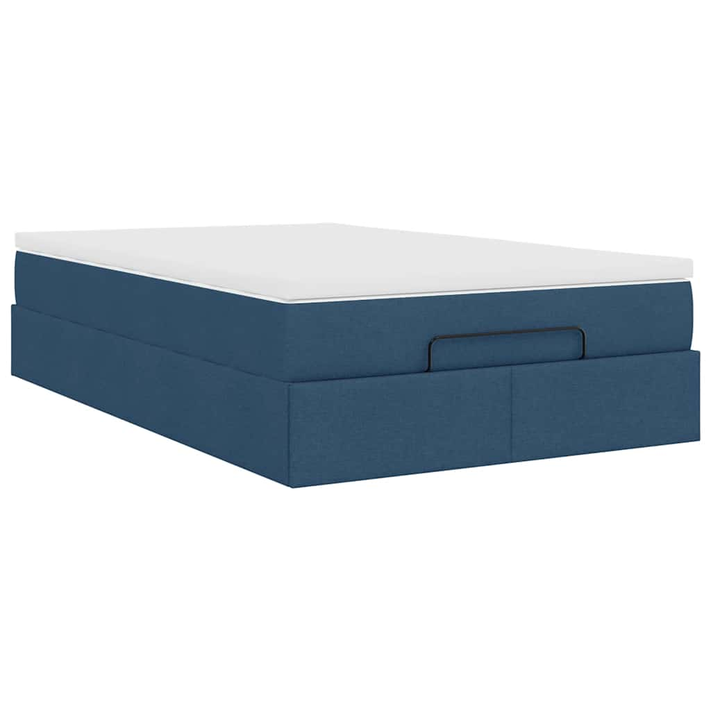 Ottoman-Bett mit Matratze Blau 120x200 cm Stoff