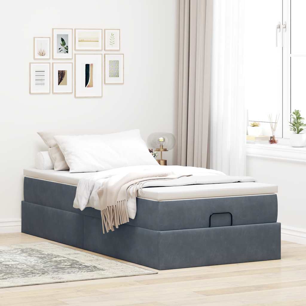 Ottoman-Bett mit Matratze Dunkelgrau 80x200 cm Samt