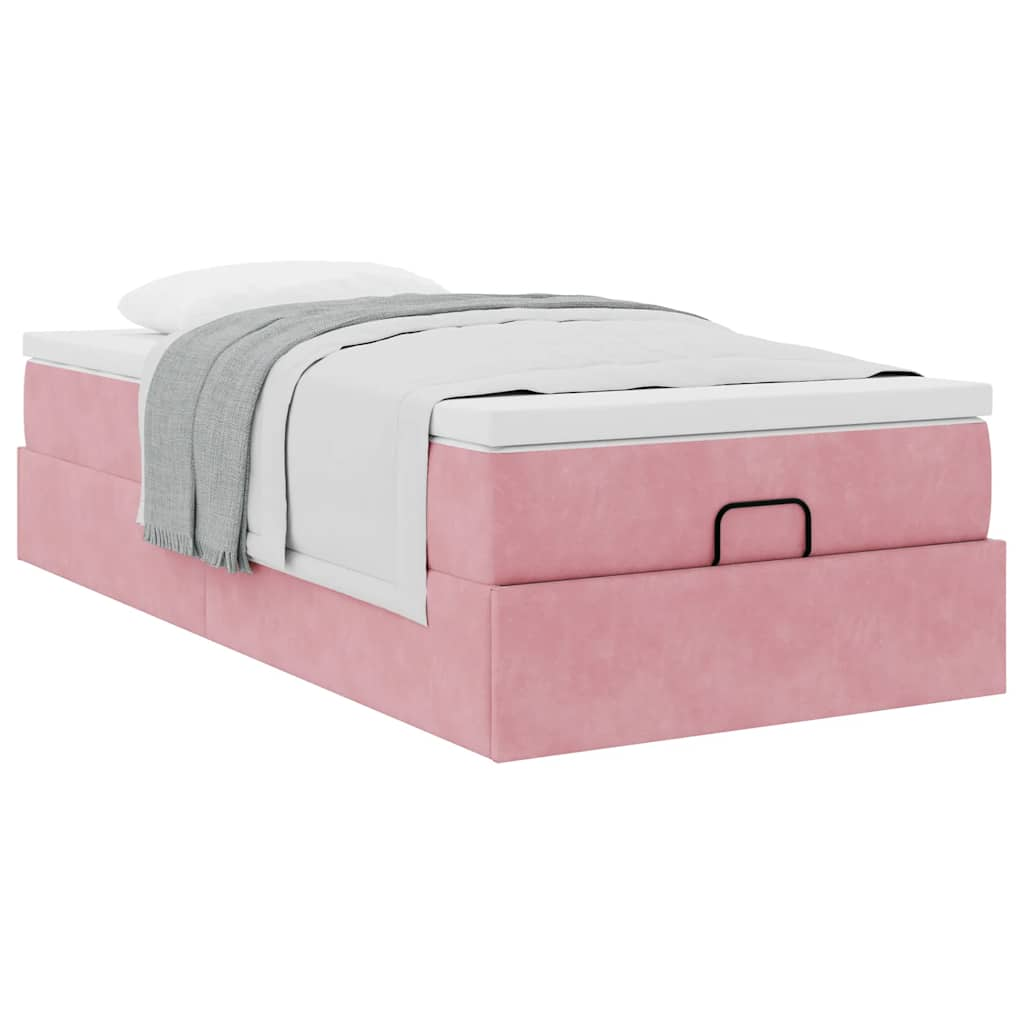 Ottoman-Bett mit Matratze Rosa 80x200 cm Samt