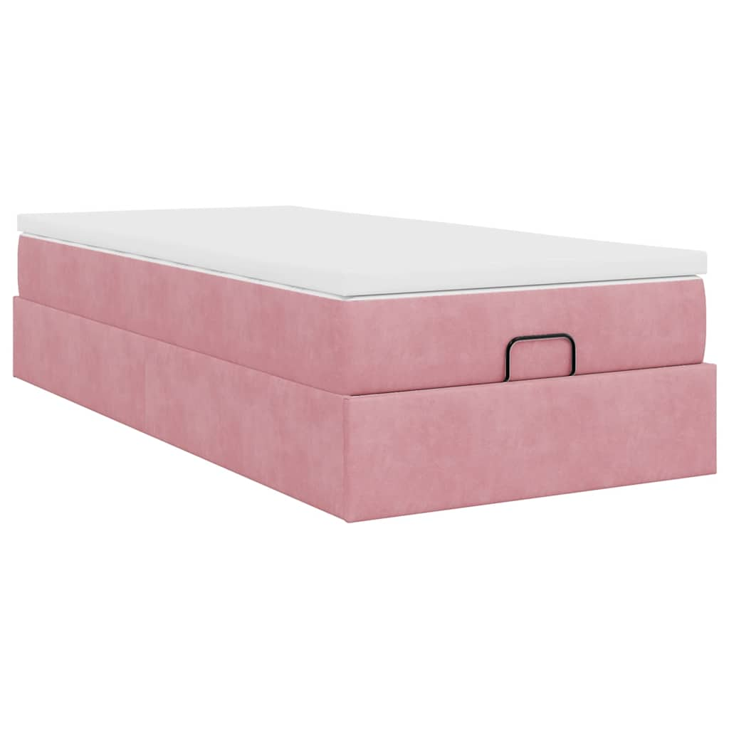 Ottoman-Bett mit Matratze Rosa 80x200 cm Samt