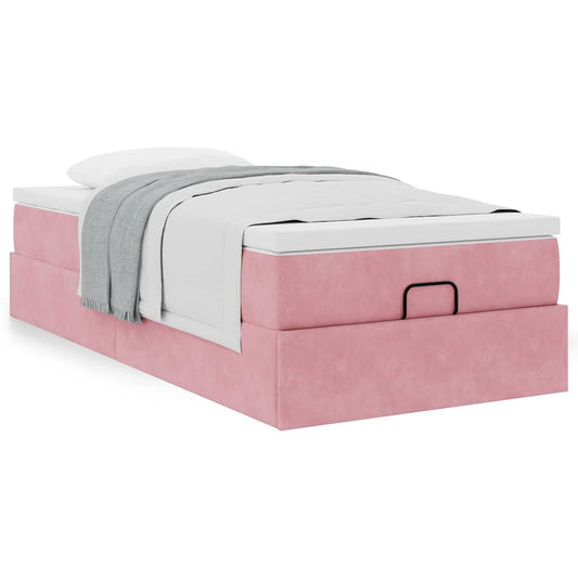 Ottoman-Bett mit Matratze Rosa 80x200 cm Samt