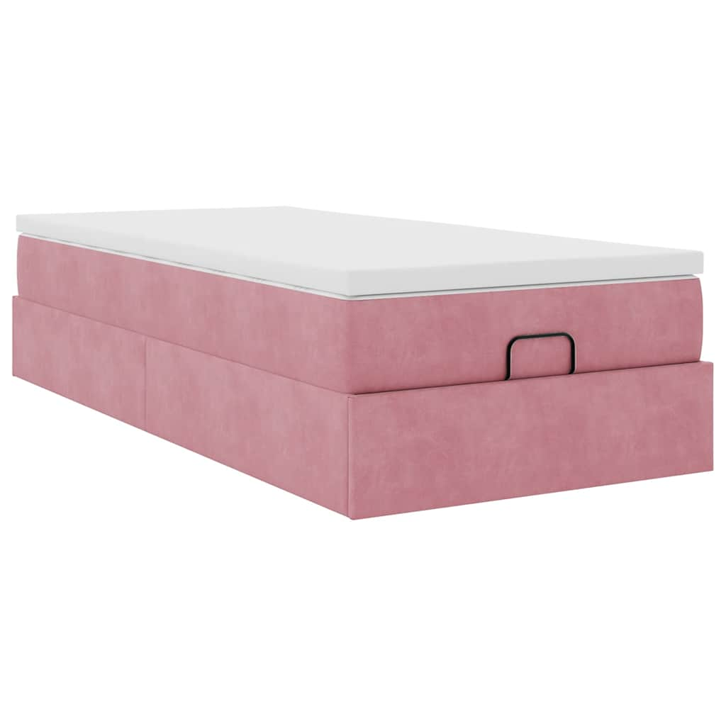 Ottoman-Bett mit Matratze Rosa 90x190 cm Samt