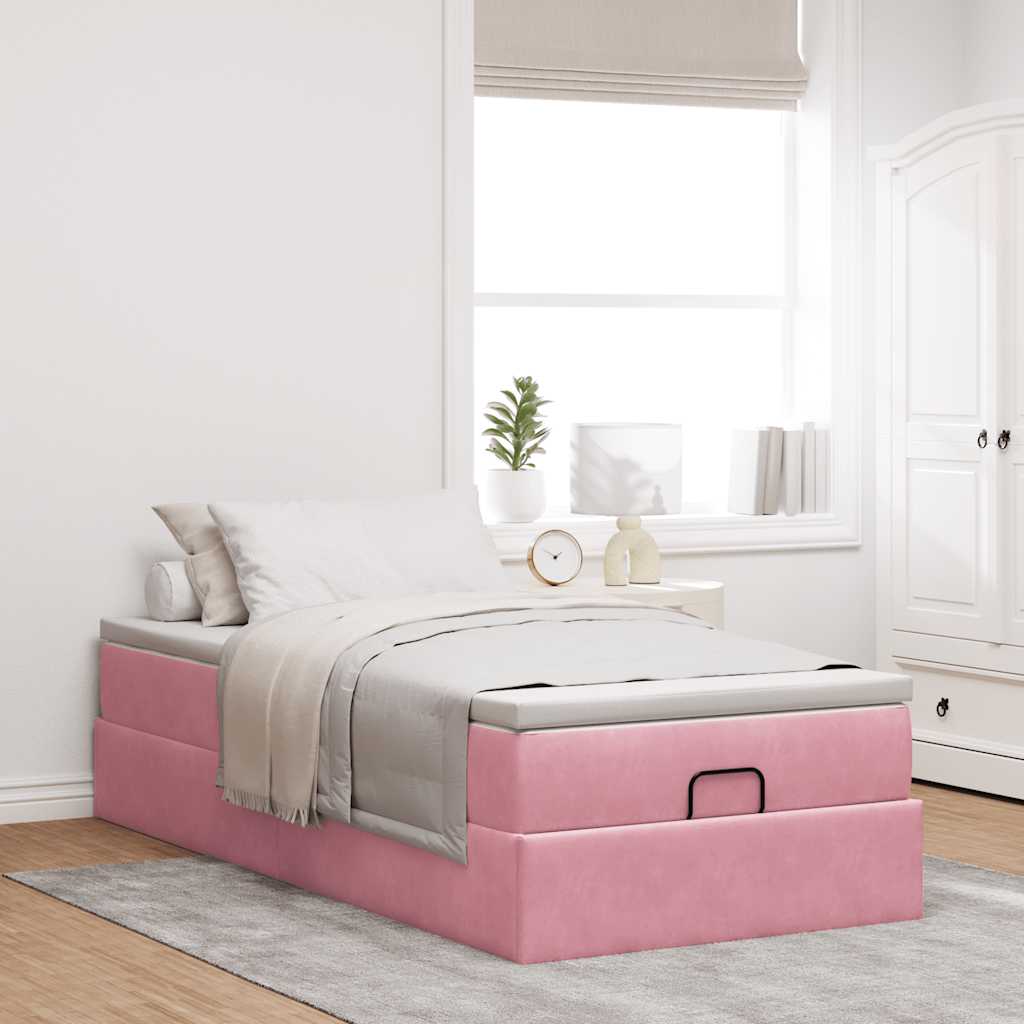 Ottoman-Bett mit Matratze Rosa 90x190 cm Samt