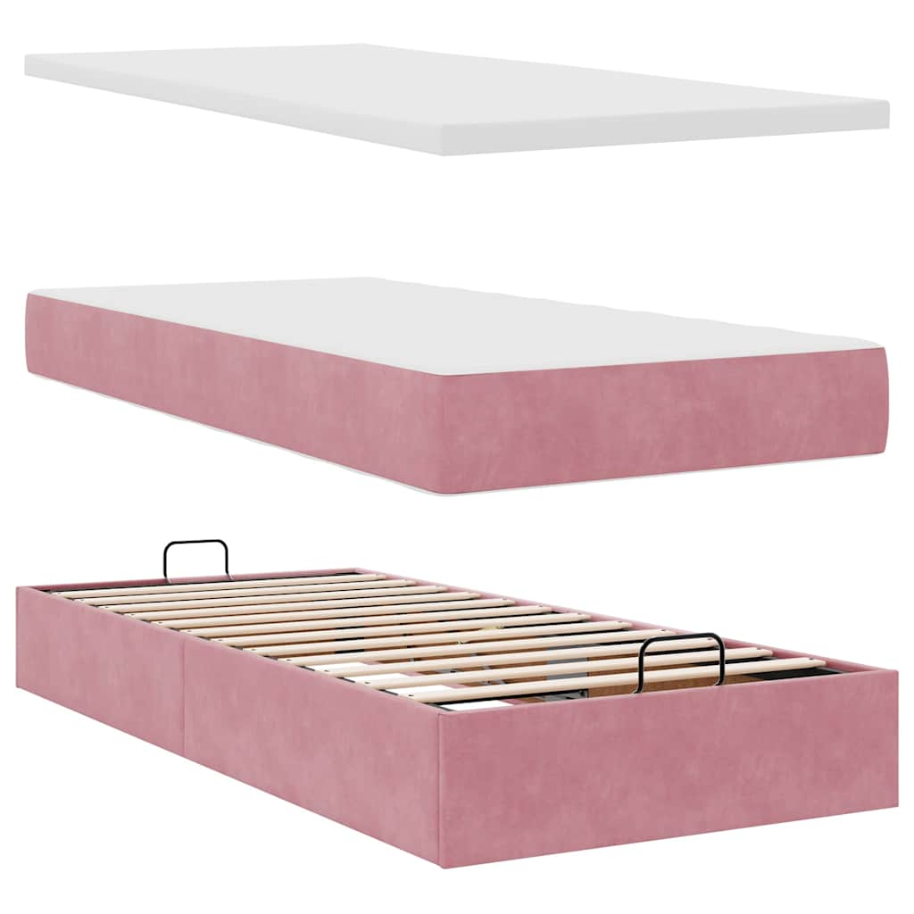 Ottoman-Bett mit Matratze Rosa 90x190 cm Samt