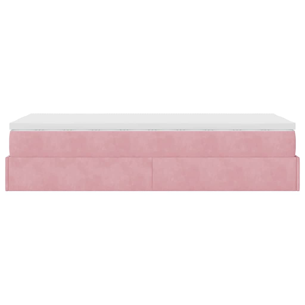 Ottoman-Bett mit Matratze Rosa 100x200 cm Samt