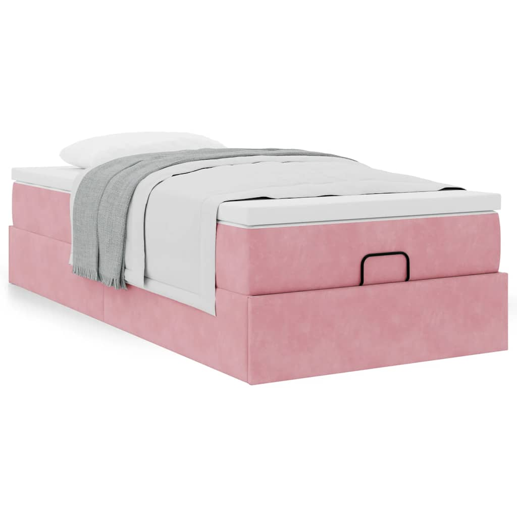 Ottoman-Bett mit Matratze Rosa 100x200 cm Samt