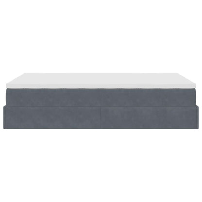 Ottoman-Bett mit Matratze Dunkelgrau 120x190 cm Samt