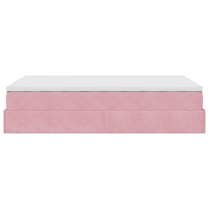 Ottoman-Bett mit Matratze Rosa 120x190 cm Samt