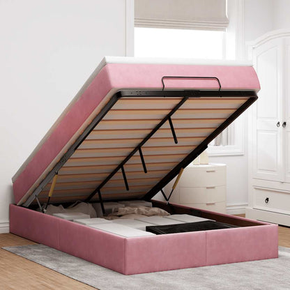 Ottoman-Bett mit Matratze Rosa 120x190 cm Samt