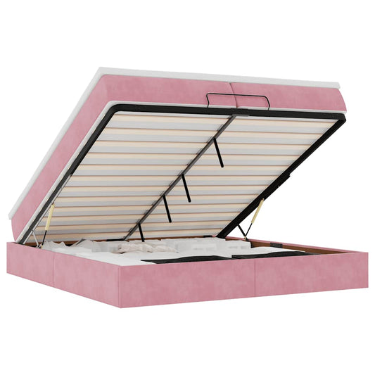Ottoman-Bett mit Matratzen Rosa 200x200 cm Samt