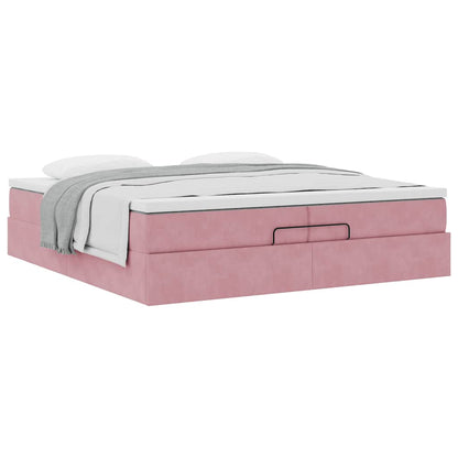 Ottoman-Bett mit Matratzen Rosa 200x200 cm Samt