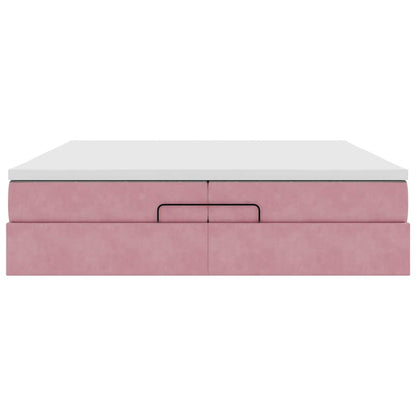 Ottoman-Bett mit Matratzen Rosa 200x200 cm Samt