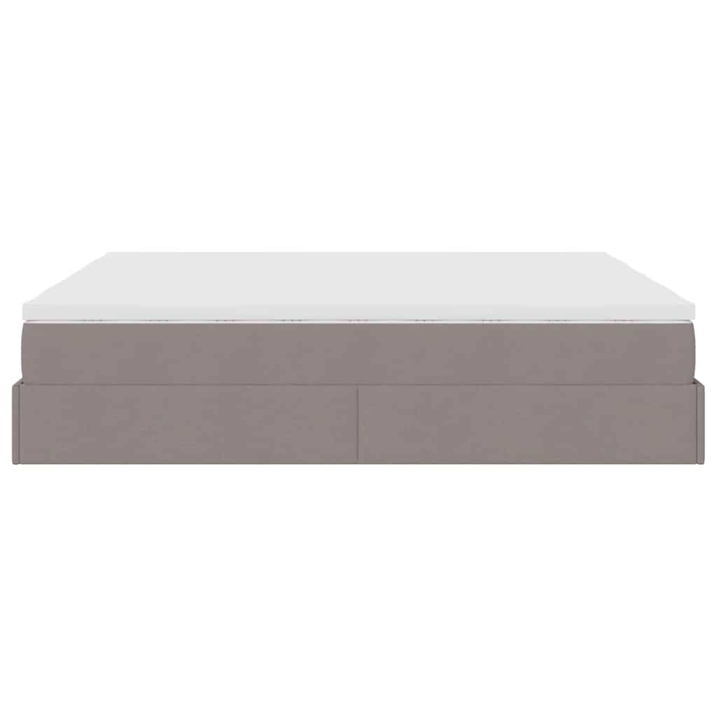 Ottoman-Bett mit Matratzen Taupe 200x200 cm Stoff