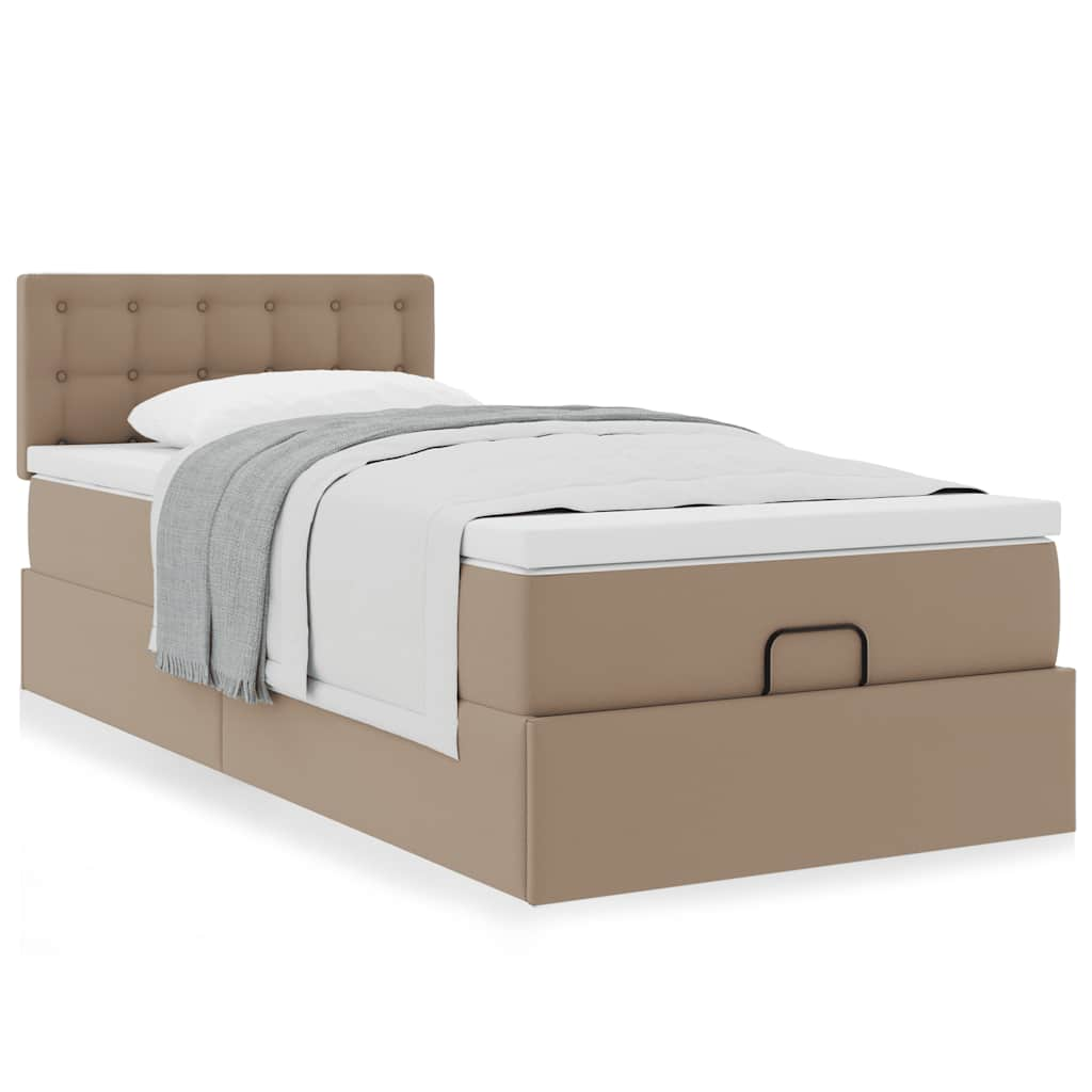 Ottoman-Bett mit Matratze Cappuccino-Braun 90x190 cm Kunstleder