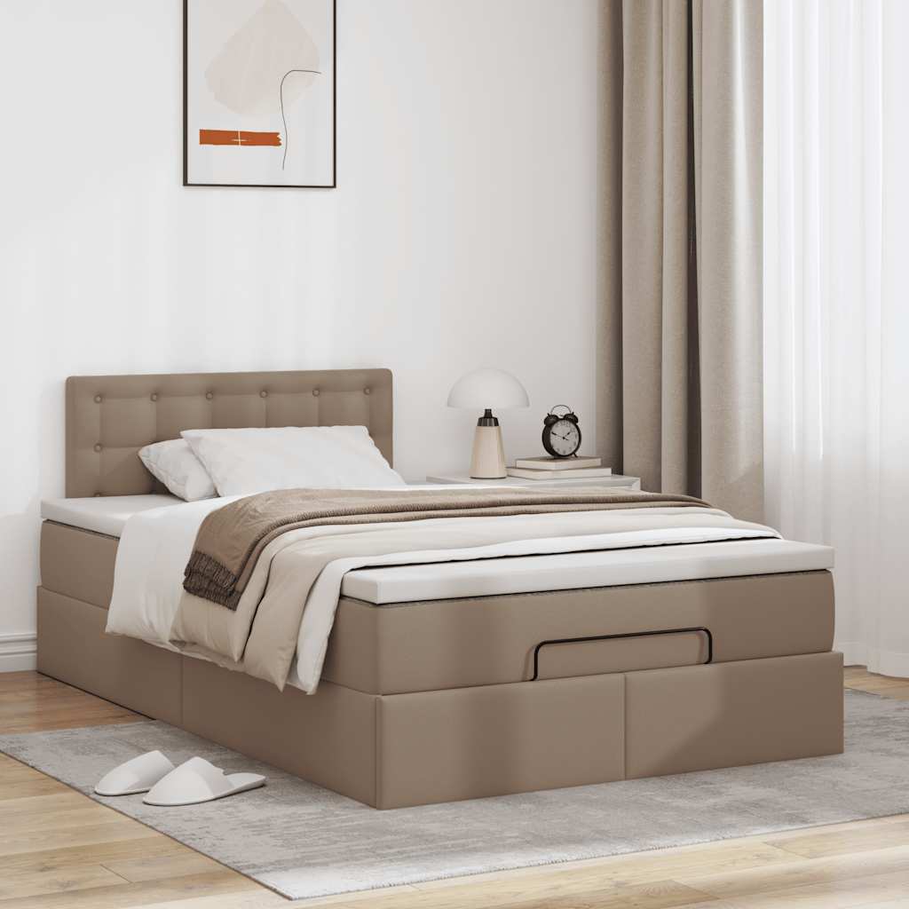 Ottoman-Bett mit Matratze Cappuccino-Braun 120x190cm Kunstleder