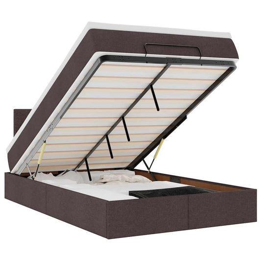 Ottoman-Bett mit Matratze Dunkelbraun 120x190 cm Stoff