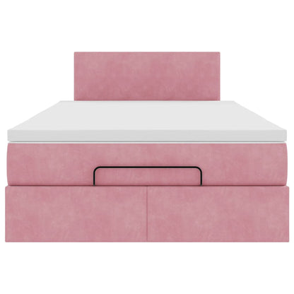 Ottoman-Bett mit Matratze Rosa 120x190 cm Samt