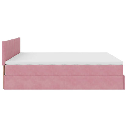 Ottoman-Bett mit Matratze Rosa 200x200 cm Samt