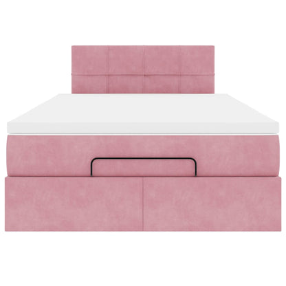 Ottoman-Bett mit Matratze Rosa 120x190 cm Samt