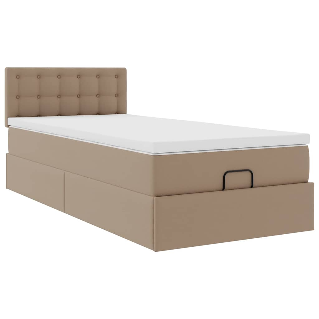 Ottoman-Bett mit Matratze Cappuccino-Braun 90x190 cm Kunstleder