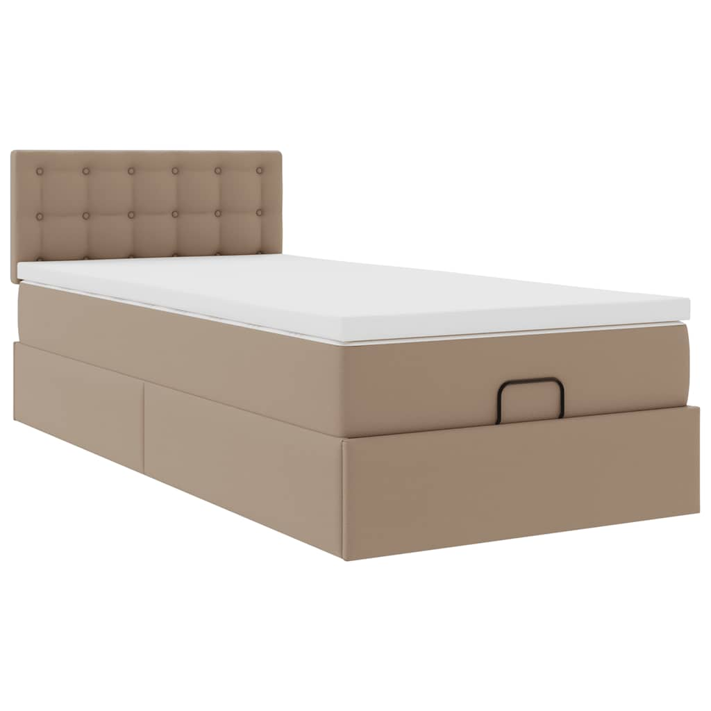 Ottoman-Bett mit Matratze Cappuccino-Braun 90x200 cm Kunstleder